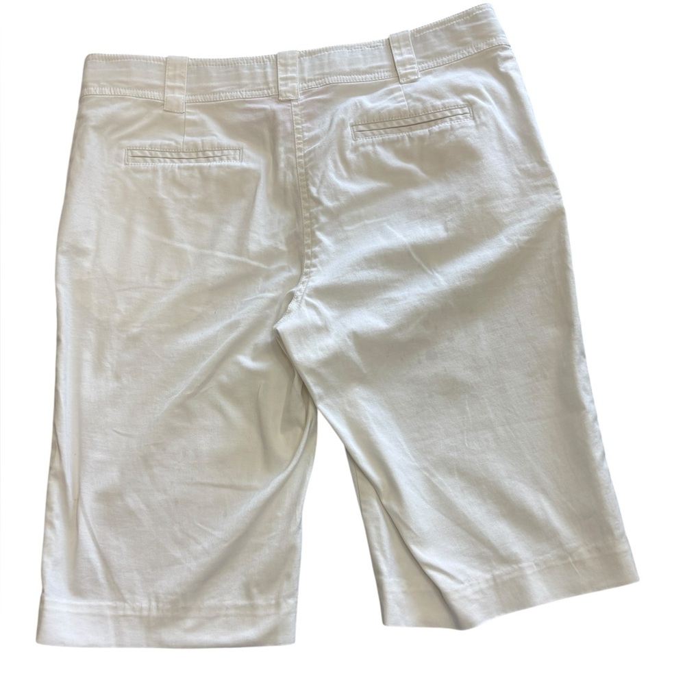 Tory Burch White Cotton Bermuda Shorts Sz 8  Stretch Classic Preppy Golf - Picture 8 of 10